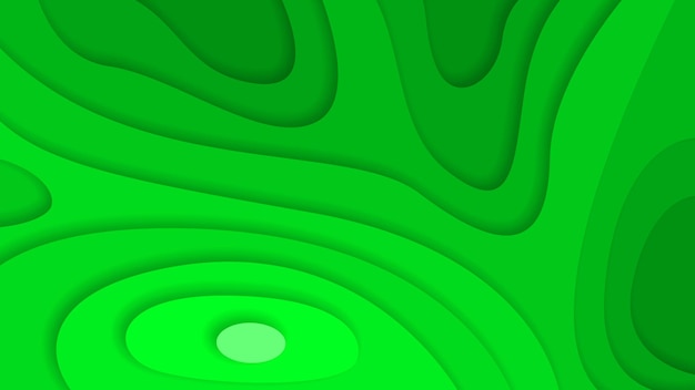Green Wavy Abstract Paper Cut Background Vector Shadows 3D Smooth Objects Modern Design