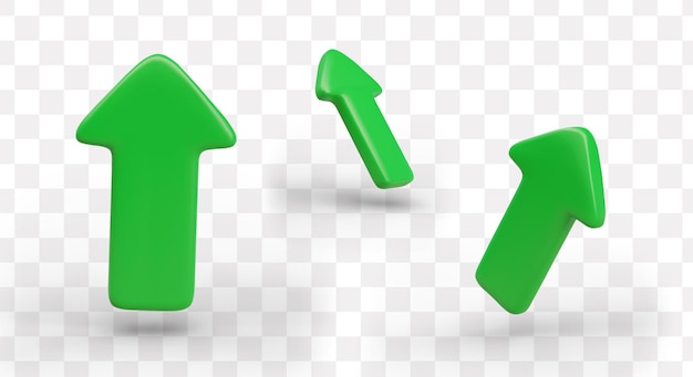 Green wide vector arrow straight and tilted view Templates for indicating direction movement