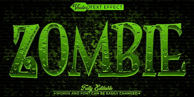 Green Zombie Creature Vector Editable Text Effect Template