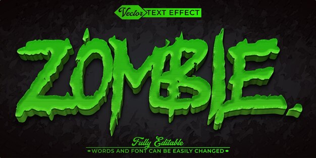 Green Zombie Creature Vector Editable Text Effect Template