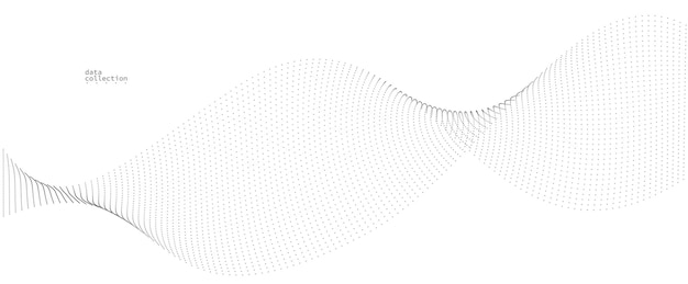 Grey airy particles flow vector design abstract background with wave of flowing dots array digital futuristic illustration nano technology theme