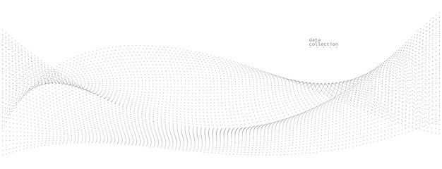 Grey airy particles flow vector design abstract background with wave of flowing dots array digital futuristic illustration nano technology theme