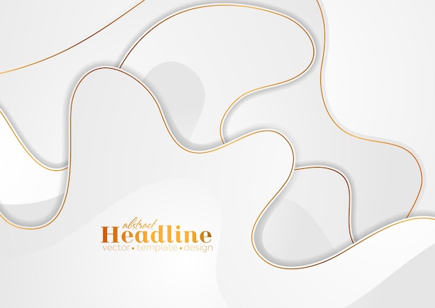 grey and white abstract wavy corporate background with bronze outlines vector design