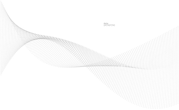 Grey dots in motion vector abstract background particles array wavy flow curve lines of points in movement technology and science illustration