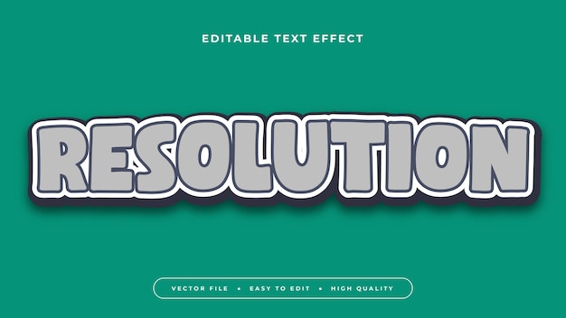 Grey white and green resolution 3d editable text effect font style