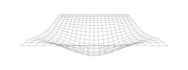 Grid with convex effec Futuristic distorted net Warped mesh texture Geometric deformation