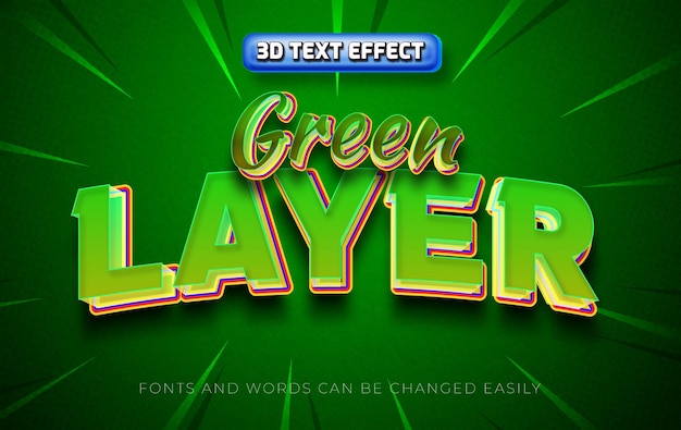 Grönt lager 3D redigerbar texteffektstil