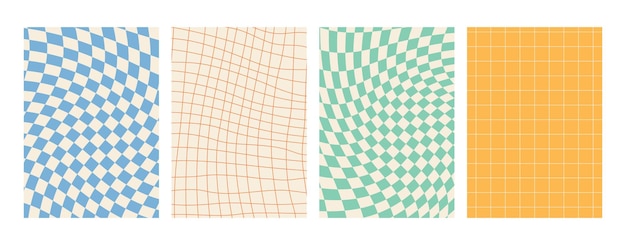 Groovy hippie backgrounds of the 70s Chessboard grid wave vortex vortex pattern Psychedelic style