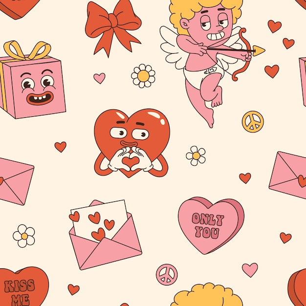 groovy lovely backgrounds love concept happy valentines day greeting card pink and red colors