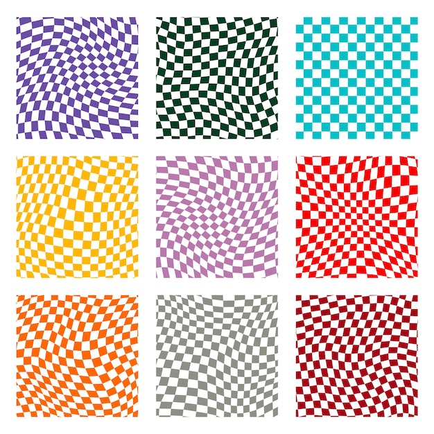 Groovy retro pattern background in psychedelic checkered backdrop style A chessboard in a minimalist abstract design with a 60s 70s aesthetic vibe hippie style y2k funky print vector illustration