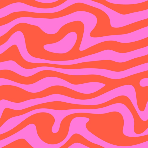 Groovy waves seamless pattern psychedelic curved vector background in s hippie retro style