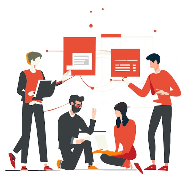 group dynamics cooperation and collaboration vector illustration flat 2