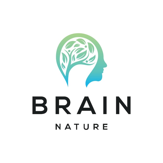 Growing Brain human leaf tree logo design