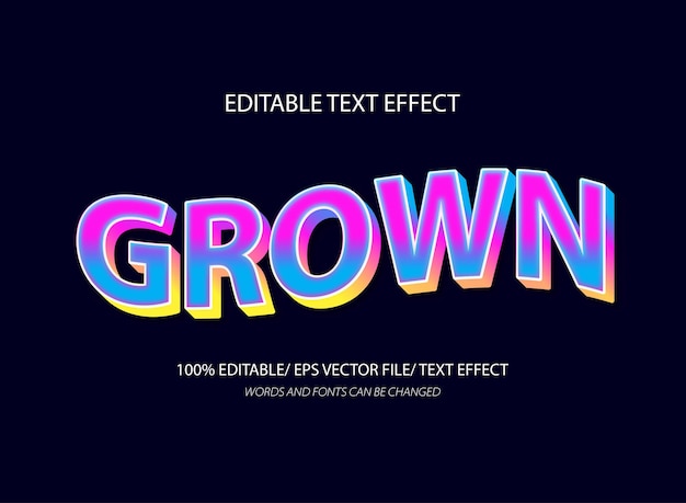 Grown 3d editable text effect