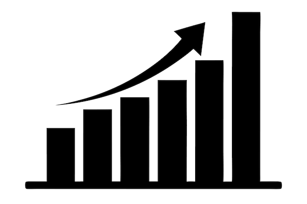 Growth bar chart Growing graph Business chart with arrow vector illustration
