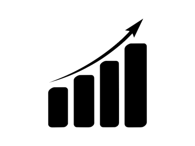 Growth Chart Icon Upward Arrow Bar Graph Success Symbol