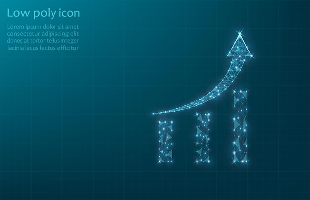 Growth chart vector image composed of grid and dotsBusiness illustration graphics growth concept