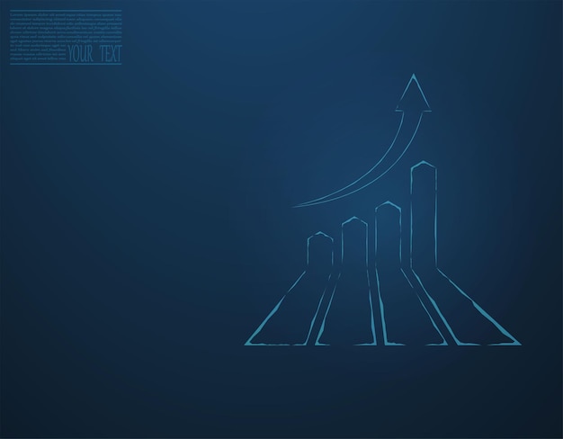 growth chart vector image composed of grid and dotsbusiness illustration graphics growth concept
