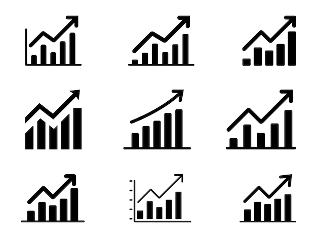 Growth graph Chart sign and symbol vector Business growing diagram chart icon
