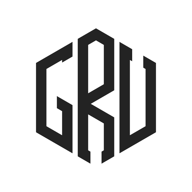 GRU Logo Design Initial Letter GRU Monogram Logo using Hexagon shape