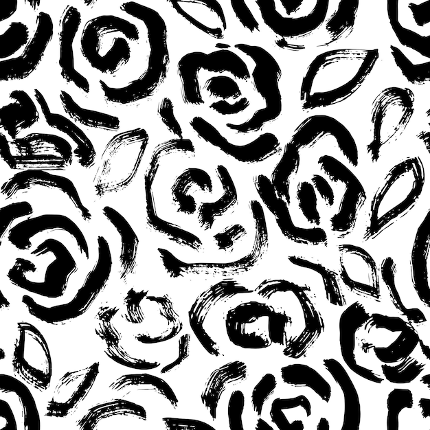 grunge distressed ink roses dry brush pattern