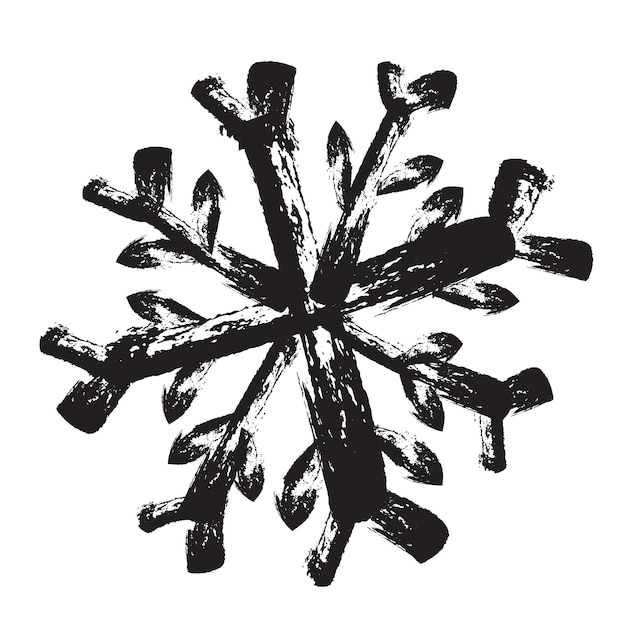 grunge hand drawn snowflake isolated on white, vector