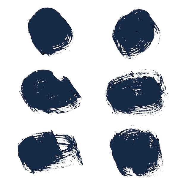Grunge paint circle vector element set Brush smear stain texture