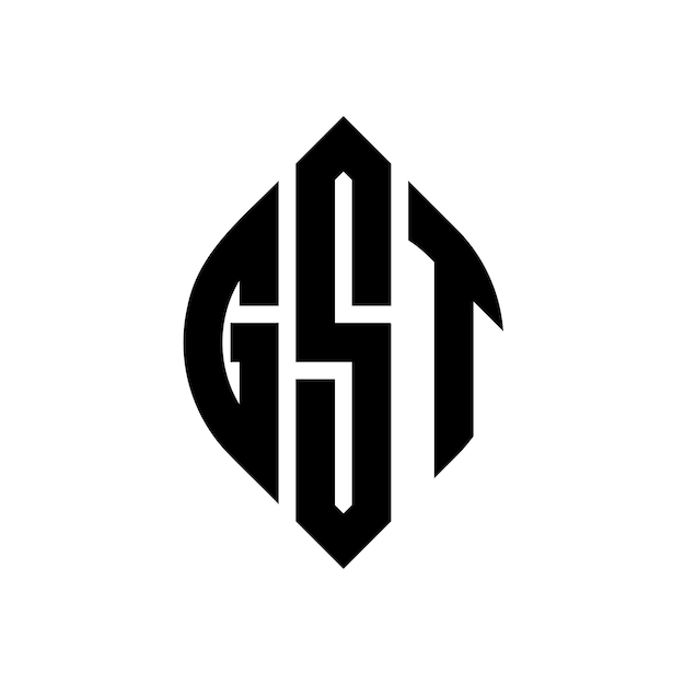 GST circle letter logo design with circle and ellipse shape