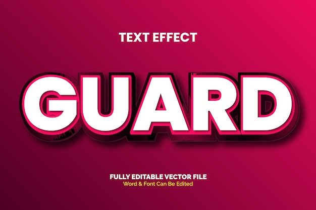 Guard 3d text vector Text effect style