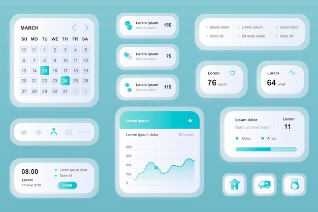 GUI elementer til medicin mobil app