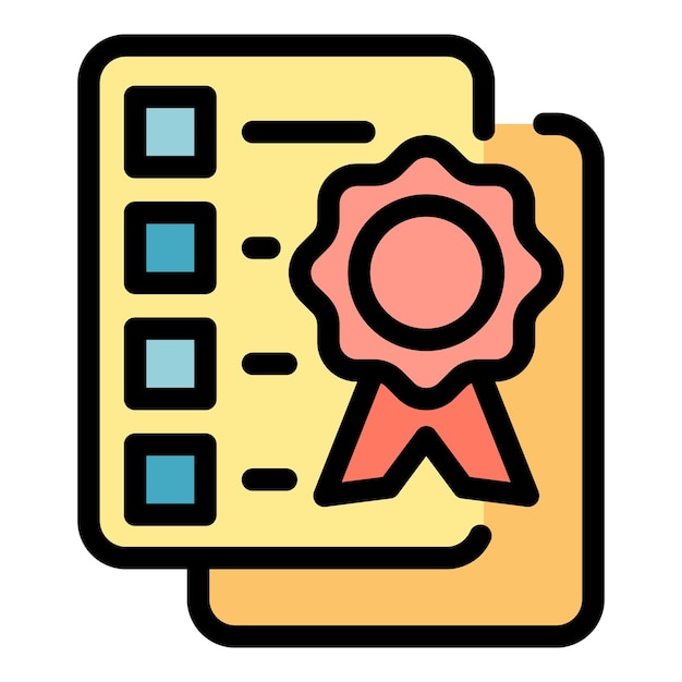 guideline certificate icon outline guideline certificate vector icon color flat isolated