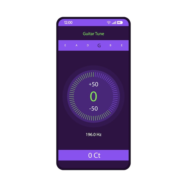 guitar tuner smartphone interface vector template