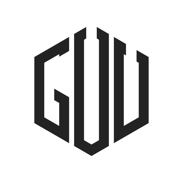 GUU Logo Design Initial Letter GUU Monogram Logo using Hexagon shape