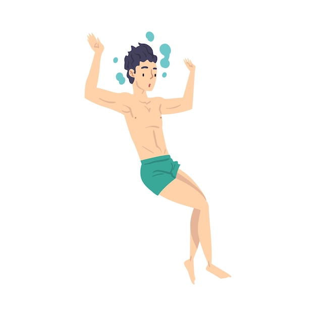 guy jumping in water person in swimwear performing sports activities water swim sport cartoon style vector illustration