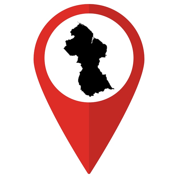 Guyana map Map of Guyana on map pin icon red color isolated