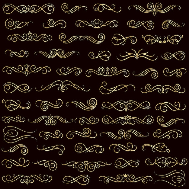 Gyldne vintage blomsterelementer, art deco-stil dekoration