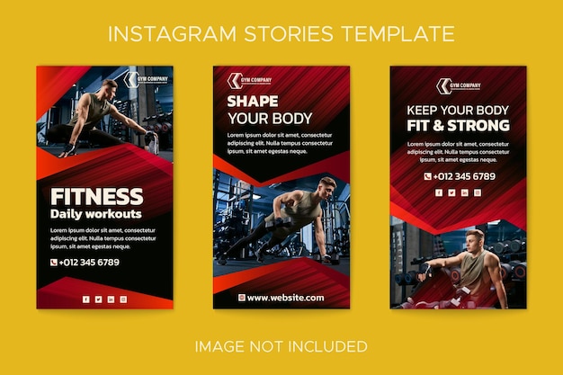 Gym workout and fitness training social media Instagram stories collection