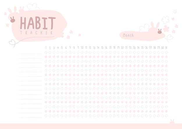 Habit tracker monthly planner blank template