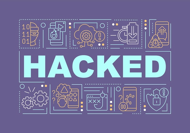 Hacked word concepts violet banner