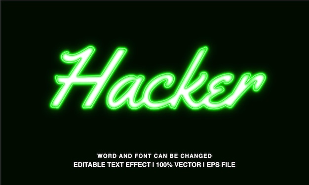 Hacker editable text effect template neon light text style