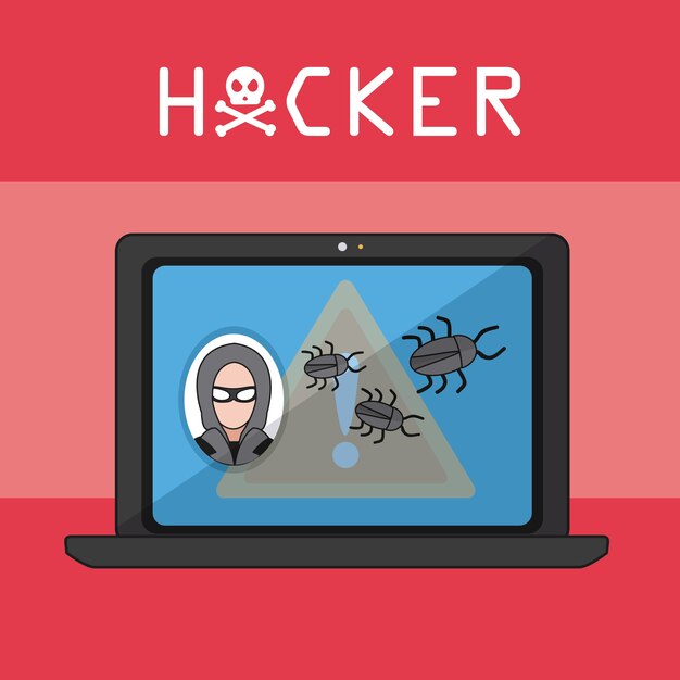 hacker hacking laptop vector illustration graphic design