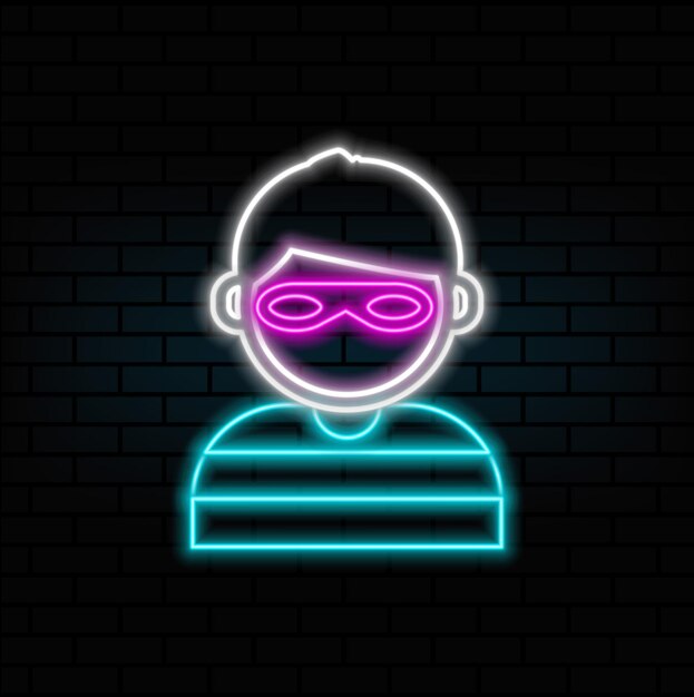 Hacker icon Vector neon styleThief icon pictogram icon set illustration Useful for website banner