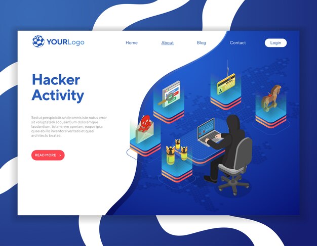 Hackeraktivitet isometrisk koncept