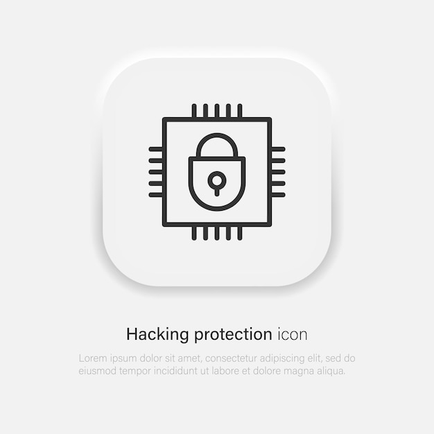 hacking protection data protection cyber security line icon vector eps 10