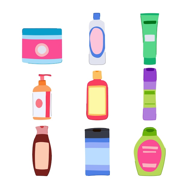 hair conditioner set cartoon vector illustration