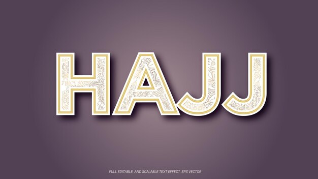Hajj 3d text effect banner with text editable 3d style text effect