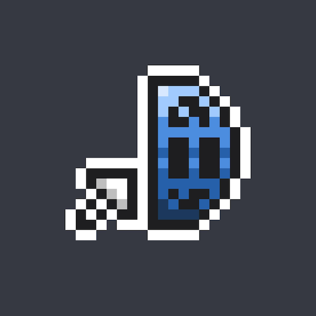 half net globe with arrow in pixel art style