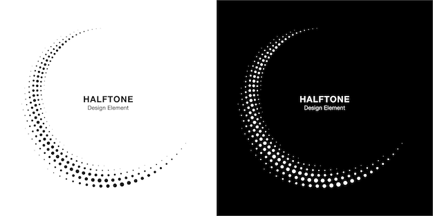 Halftone circle dotted frame circularly distributed set.