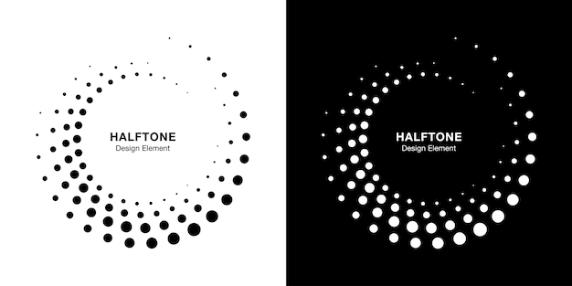 Halftone circular dotted frames set.