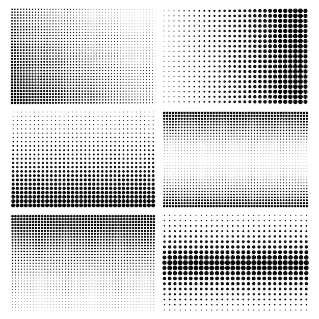 Halftone design elements with black dots isolated on white background comic dotted pattern vector